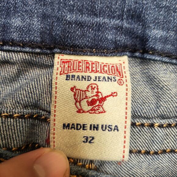 True Religion Jeans Womens 32 Blue Straight Made In USA Stretch Denim Mid Rise - Picture 4 of 11